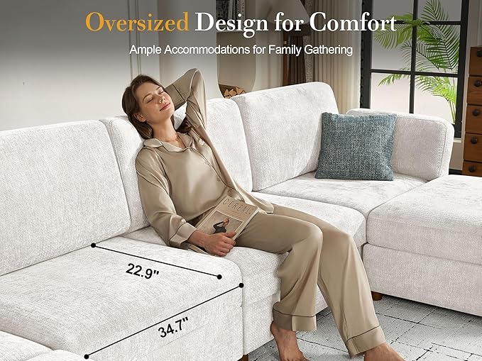 Oversized 2 Seater Modular Sectional Sofa, Solid Wood Frame Sofa, Removable - Image 6