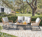 DWVO Outdoor Conversation Set 4 Piece, Outdoor Wicker Bistro Set - Image 7