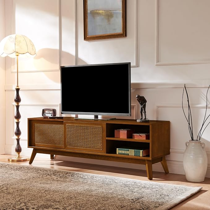 LKTART Mid Century Modern Rattan TV Stand - Image 8