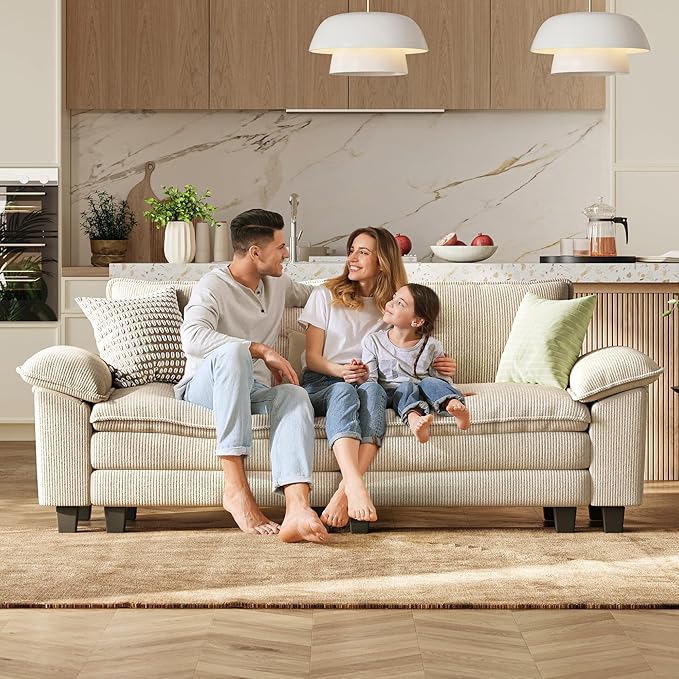 LINSY HOME 90" Modular Cloud Love Seat Sofa, Corduroy Soft Sectional Couch - Image 6