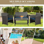 JAMFLY 4 Piece Outdoor Patio Furniture Set, Outdoor Wicker Rattan Chairs - Image 6