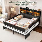 LARMACE King Bed Frame with 6 Storage Drawers, Bed Frame King Size with Linen - Image 3
