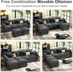 107" Cloud Couch Sectional, U Shaped Modular Sectional Sofa, 4-Seat Deep Seat - Image 6