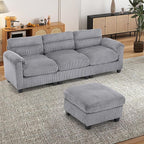 HAOMARKETS Corduroy 2-Piece Sofa Set, Upholstered Ottoman and 3-Seater Sofa - Image 6