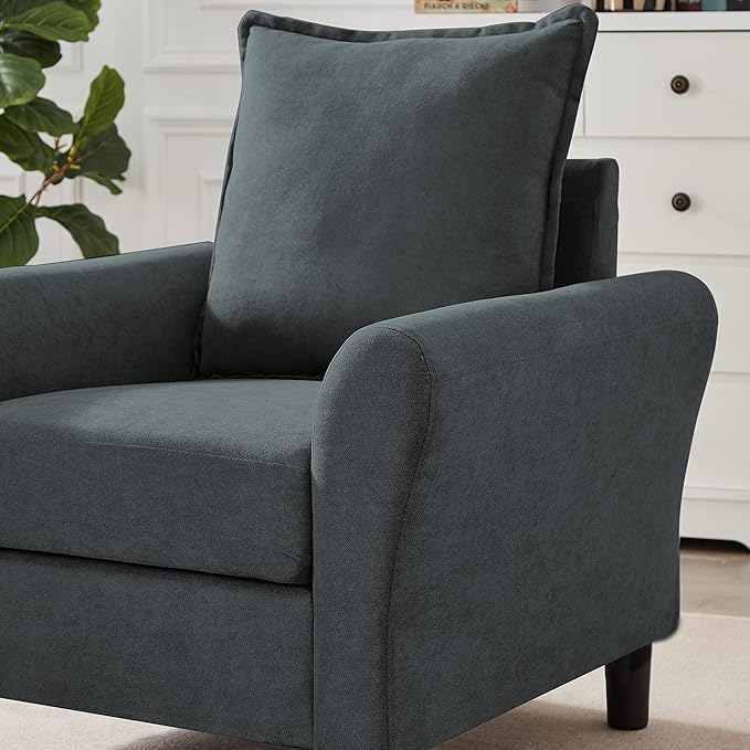 Mid-Century Accent Chairs Set of 2, Modern Linen Fabric Armchair - Image 6