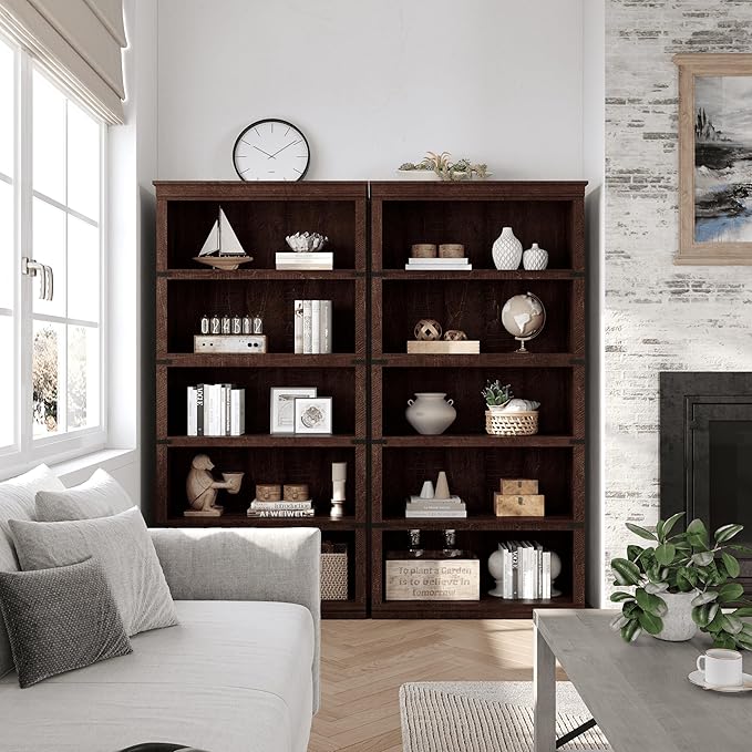 GarveeHome 5 Tier Farmhouse Bookcase, 67.4" Tall Book Shelf - Image 3