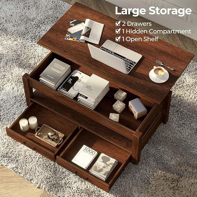 Rolanstar Coffee Table, Lift Top Coffee Table - Image 5