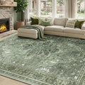 RELEANY Area Rugs 7'x10' Washable Non-Slip, Floral Vintage Distress Print by RELEANY