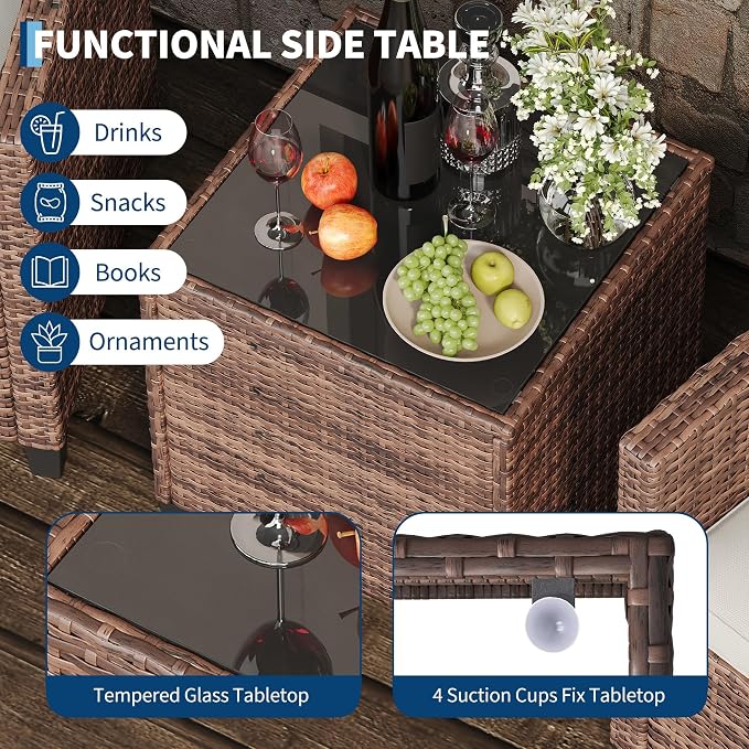 GarveeHome 3-Piece Outdoor Wicker Sofa Set, PE Rattan Patio Furniture - Image 4