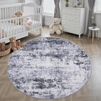 Round Area Rug for Living Room: 8 ft Washable Modern Abstract Soft Thin Rug - Image 4