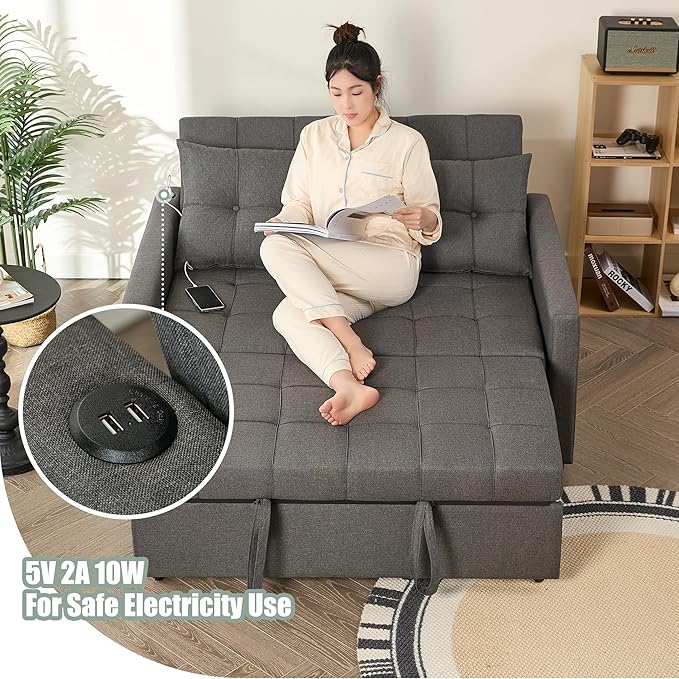 GOSUHI 52" Sleeper Sofa with Pull-Out Bed, 3-in-1 Convertible Sofa Bed - Image 5