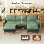 Vesgantti 97" Modular Sectional Sofa Green, U-Shaped Couch - Image 2