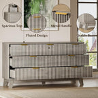 BORNOON Fluted 7 Drawer Dresser, 47.2" Wide Modern Boho Chest of Drawers - Image 5