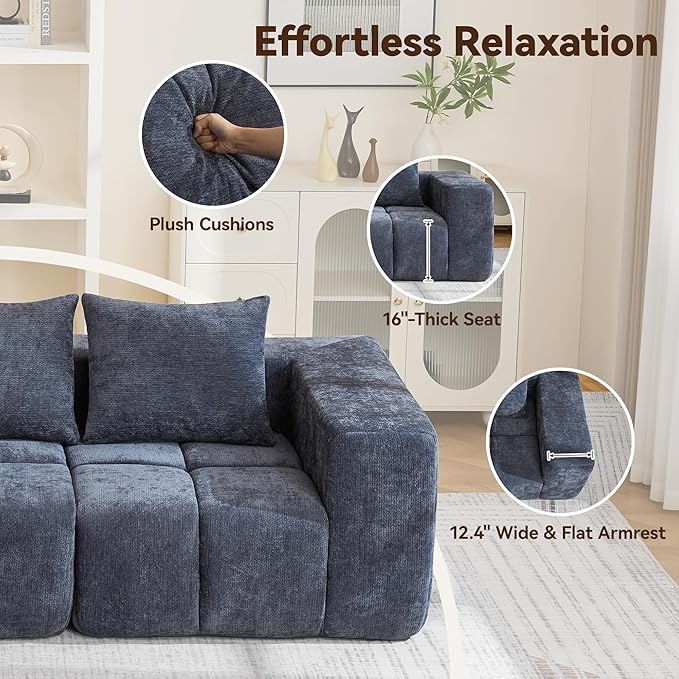 119" Oversized 3 Seater Boneless Couch, Comfy Cloud Modular Sectional Sofa - Image 5