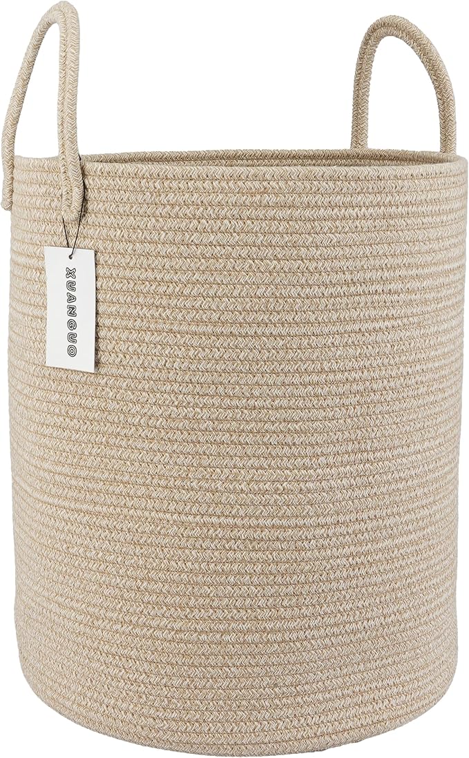 XUANGUO Cotton Rope Laundry Basket Hamper by XUANGUO