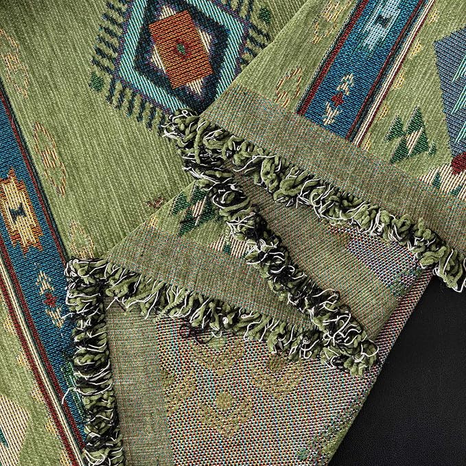 VClife Bohemian Couch Cover, Vintage Moroccan Tribal Geometric Chenille Couch - Image 7