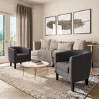 BELLEZE Living Room Chair, Linen Round Accent Barrel Chair, Club Tub Sofa Chair - Image 6