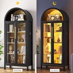 HWB Display Cabinet with Glass Doors, 5-Tier Tall Curio Cabinet with Lights - Image 7