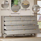 BORNOON 57" Wide Dresser for Bedroom, 12-Drawer Fluted Dresser - Image 4
