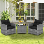 Tangkula 3 Pieces Patio Furniture Set, Outdoor PE Rattan Conversation Chair Set - Image 8