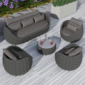 TWT Outdoor Patio Furniture Set, 5 Pieces Aluminum Sectional Sofa, Metal Patio by TWT