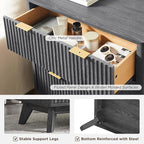 T4TREAM Fluted 3 Drawers Nightstand Set of 2, Oversized Extra Large Modern Side - Image 6