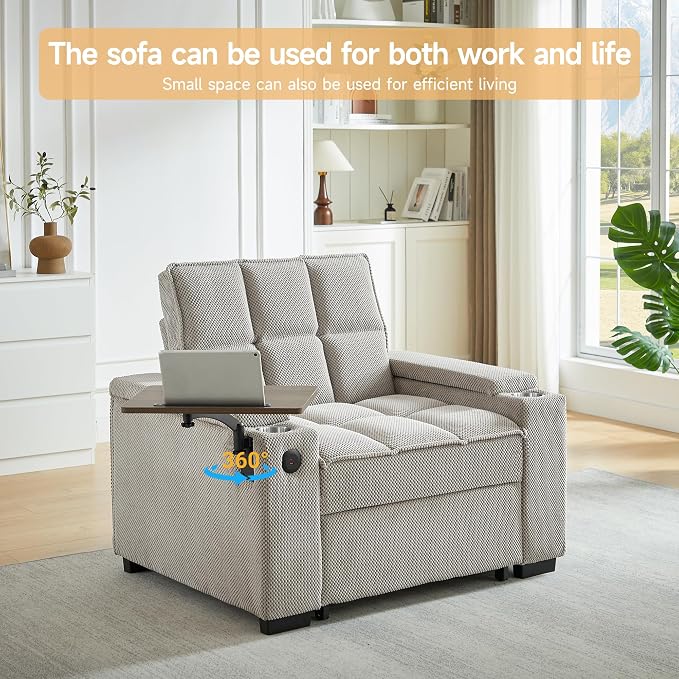 Auvsoce 3-in-1 Folding Convertible Sofa Bed Set of 2, Sleep Couch - Image 5