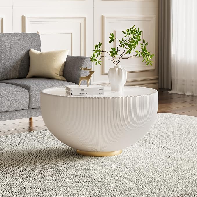 Round Marble Coffee Table Set of 2, 2 Piece White Coffee Table and End Table - Image 5