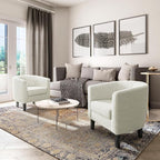 BELLEZE Accent Barrel Chair Set of 2, Linen Round Chair Club Tub Sofa Corner - Image 6
