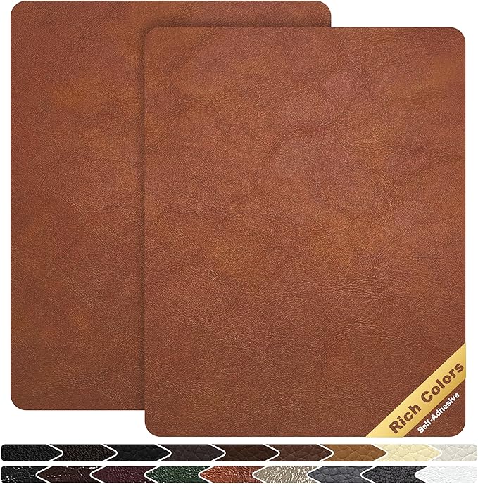 KING MOUNTAIN Leather Repair Patch, 2 Packs 9 x 11 Inches self Adhesive Leather by ForABetterHomeLife