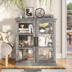 BELLEZE Storage Cabinet with Shelves and Glass Doors - Image 3
