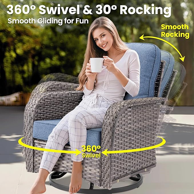 ovios 10 Pieces Patio Furniture Set, Outdoor Wicker Sofa Couch - Image 2