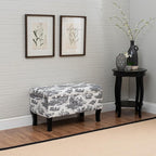Linon Stephanie Black and White Toile Fully Upholstered Bench - Image 2