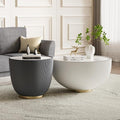 Round Marble Coffee Table Set of 2, 2 Piece White Coffee Table and End Table by Henf