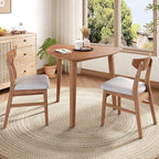 P PURLOVE Modern 3 Piece Table Set, Triangular Table and 2 Curved Wood Chairs by PPURLOVE