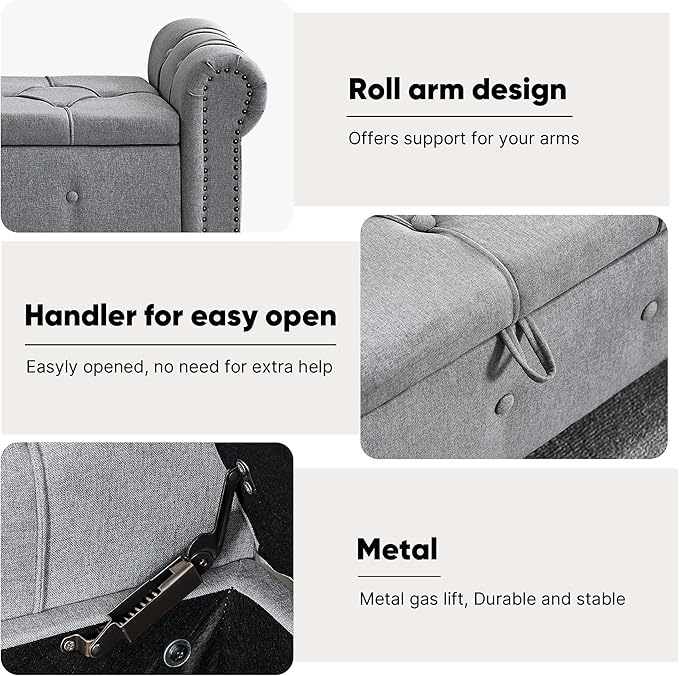 67 Inch Storage Bench for Bedroom, End of Bed Bench, King Size Benches - Image 7