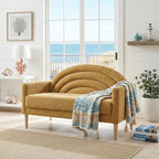 49" Small Loveseat Sofa for Small Spaces, Mid Century Modern Sofa, Linen by QNZK