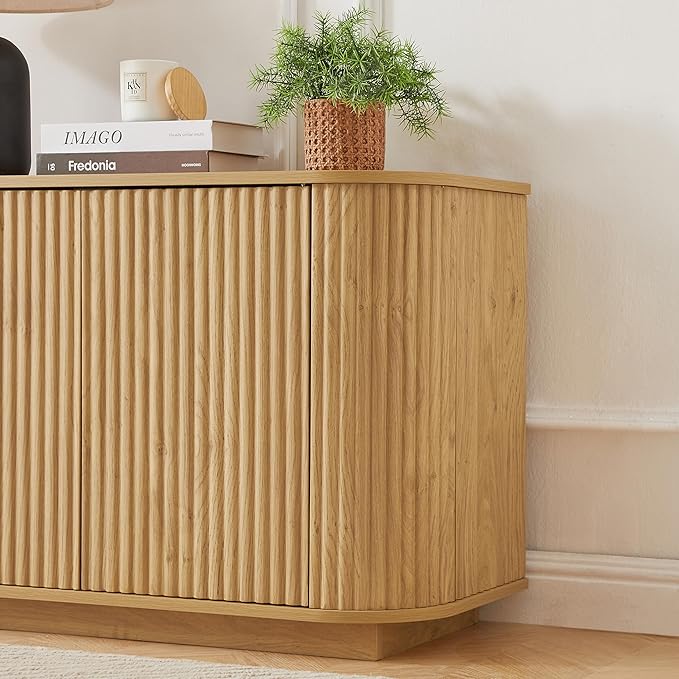 Fluted TV Stand for TVs Up to 75 Inch, Mid Century Modern TV Console for Living - Image 7