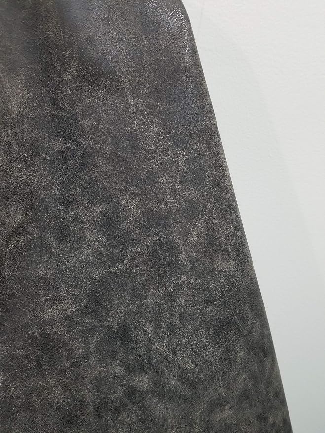 NAT Leathers | Gray Distressed Crazy Horse Oily Faux Vegan Leather PU | 1 Yard - Image 5