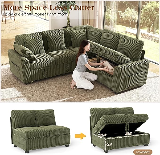 Ihanherry 83-inch 5-Seater Large Sectional Sofa Bed - Image 5