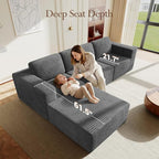 Vesgantti 119" L-Shaped Modular Sectional Sofa, Corduroy Cloud Couch - Image 5
