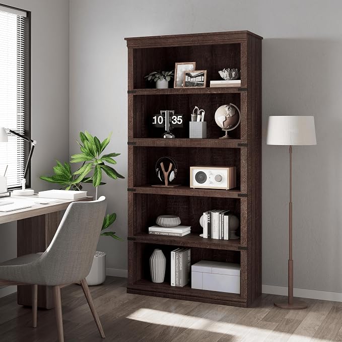 GarveeHome 5 Tier Farmhouse Bookcase, 67.4" Tall Book Shelf by GarveeHome