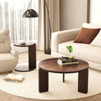 GDFStudio Round Nesting Coffee Table Set of 2, Modern Wooden Accent Side Table - Image 4