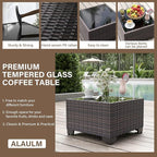 ALAULM 12 Pieces Outdoor Patio Furniture Set Sectional Sofa Sets Brown PE - Image 4