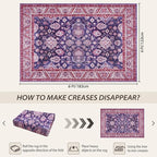 Purple Area Rugs for Living Room, 4x6 Washable Rugs for Bedroom, Non-Slip Retro - Image 2