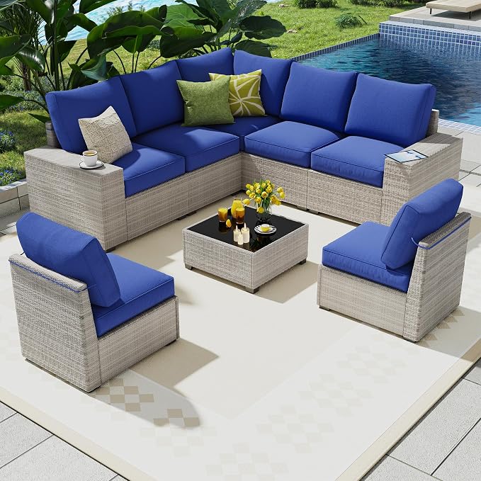 olimix 8 Piece Outdoor Patio Furniture Set, Outdoor Sectional Furniture - Image 2