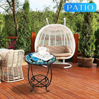 Cinnvoice Outdoor Side Table Round Small Mosaic Patio Accent Indoor End Plant - Image 5
