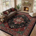 RELEANY Area Rugs 10'x12' Washable Non-Slip, Floral Vintage Distress Print - Image 2