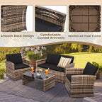 KROFEM 4-Piece Patio Furniture Set, Wicker Outdoor Rattan Sectional Sofa - Image 4