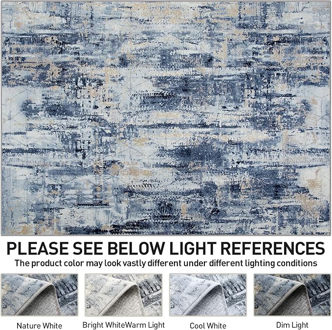 4x6 Area Rugs Washable Rug: Modern Abstract Living Room Rug Soft Anti-Skid Thin - Image 6